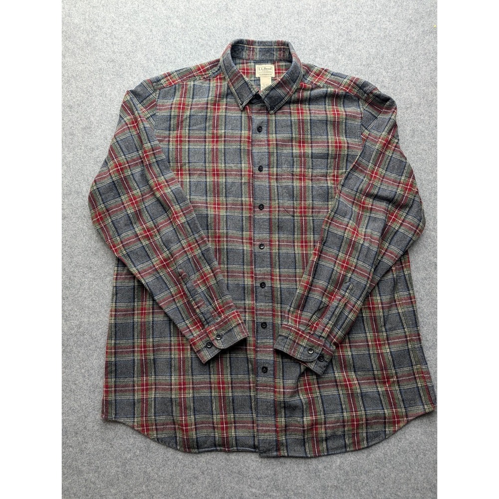 Ll Bean Men's Flannel Shirt Extra Large Tall Traditional Fit Multicolored Plaid